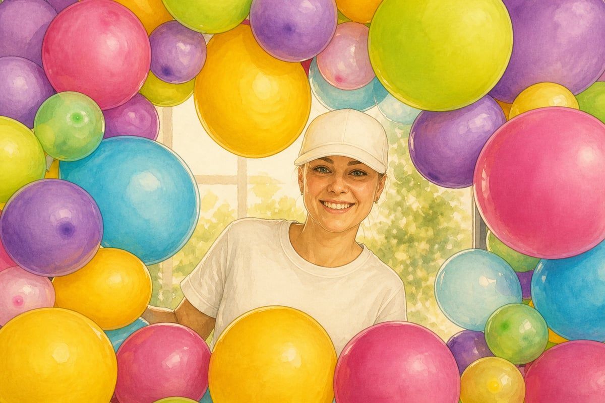 Kolorowa dekoracja balonowa przygotowana na przyjęcie dla dzieci